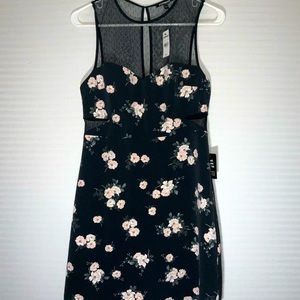 Black flower print express dress